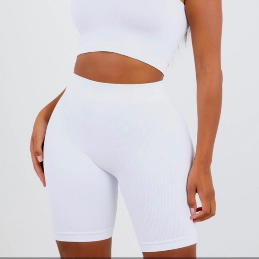 White biker shorts